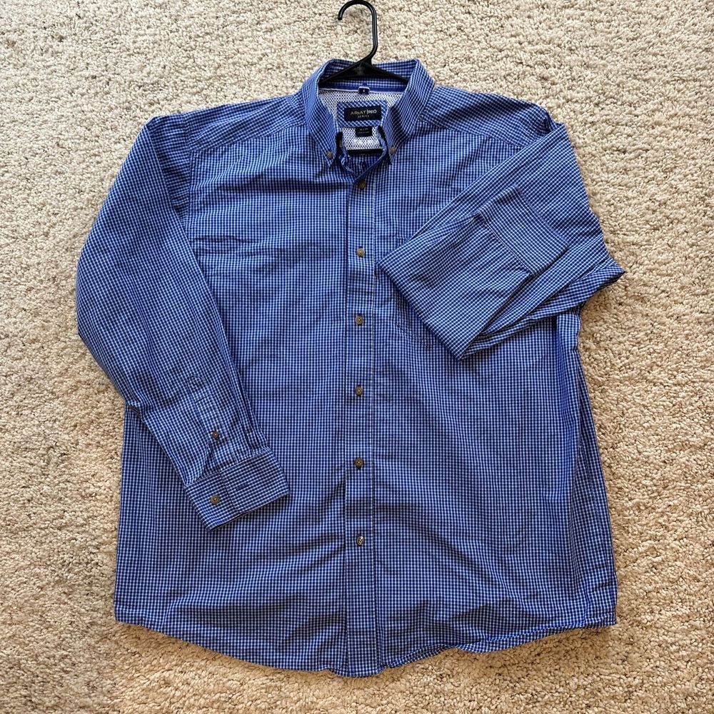 Ariat Pro Series Shirt Mens XL Purple Shepherd Check Plaid Western‎ Button Down